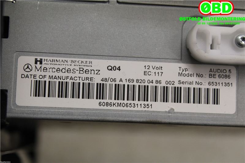 Bilstereo til Mercedes B-Klasse 2005-2008 (Fase 1) (W245) (W245) (MERCEDES|A 169 820 04 86||1698200486)