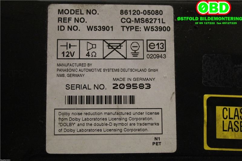 Bilstereo til Toyota Avensis 2003-2008 (Type II)  (TOYOTA|8612005080|)