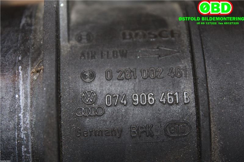 Luftmengde/luftmassemåler til VW Transporter / Caravelle 2003-2009 (Fase 1) (T5) (T5) (VOLKSWAGEN|074 906 461 B|0281002461|074906461B)