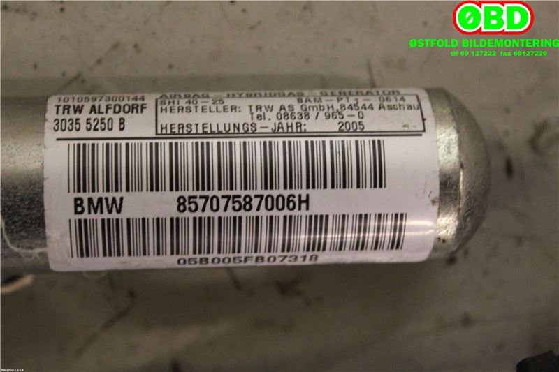 Airbag gardin høyre til BMW 1-Serie 2004-2011 (E81/E82/E87/E88) (E81/E82/E87/E88) (BMW|85707587006H|)