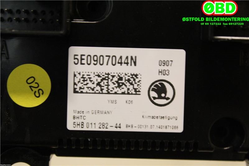 Varmeapparat betjening til Škoda Octavia 2013-2016 (Type III, Fase 1) (SKODA|5E0 907 044 N||5E0907044N)