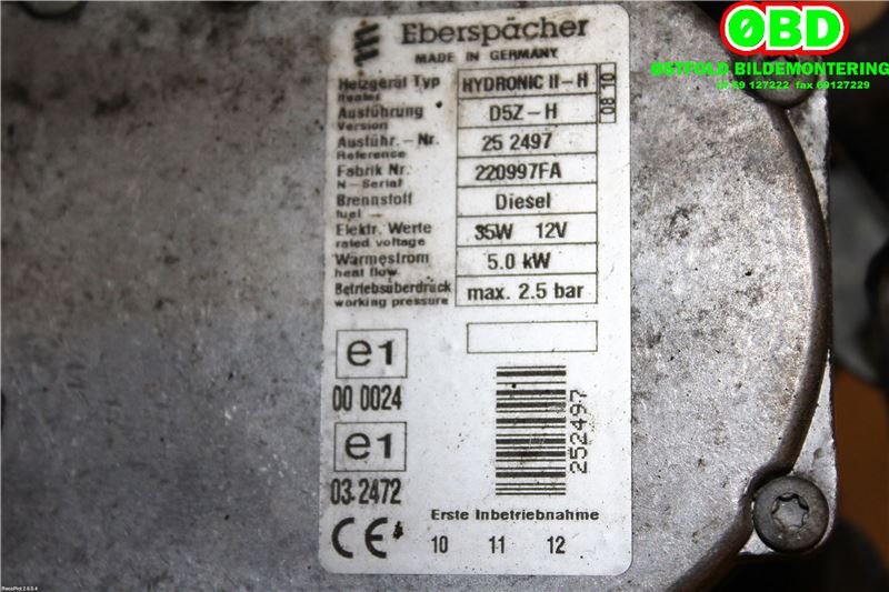 Dieselvarmer til Toyota Yaris 2009-2011 (Type II, Fase 2) (TOYOTA|871000D030|)