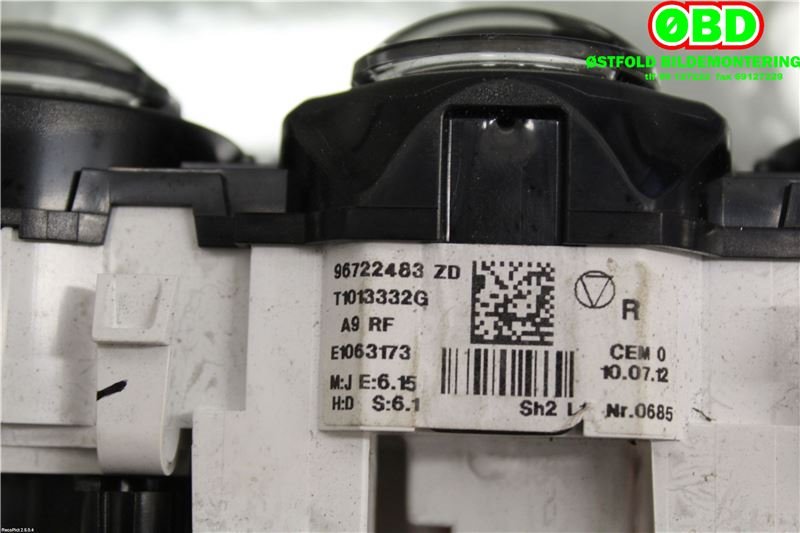 Varmeapparat betjening til Peugeot 208 2012-2019 (Type I)  (PEUGEOT|9672248380||96722483ZD)