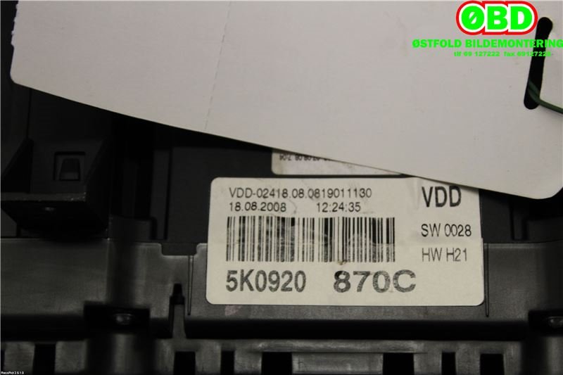 Instrumentpanel til VW Golf VI 2008-2012  (VOLKSWAGEN|5K0 920 870 C||5K0920870C)
