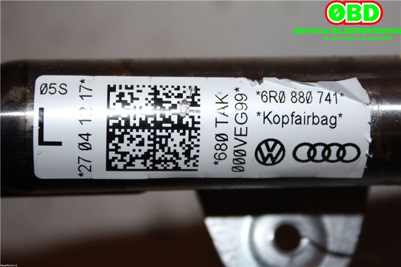 Airbag gardin venstre til VW Polo 2009-2014 (Type V, Fase 1) (VOLKSWAGEN|6R0 880 741||6R0880741)