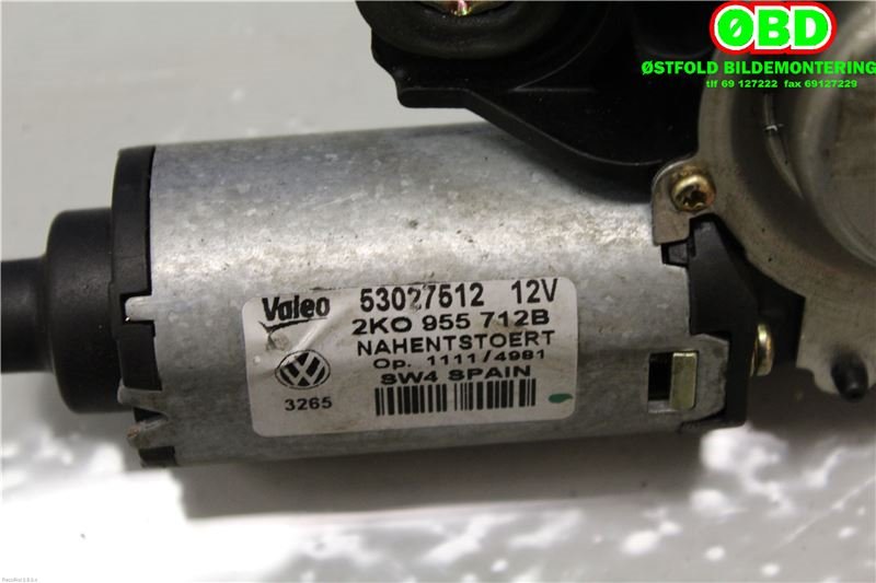 Viskermotor bakrute til VW Caddy 2004-2010 (Type III, Fase 1)  (VOLKSWAGEN CADDY|2K0 955 712 C|2K0 955 712 F|2K0955712B)