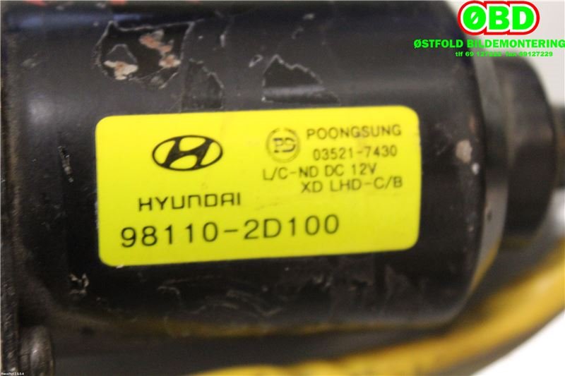 Viskermotor frontrute til Hyundai Elantra 2000-2007 (Type III)  (981102D100|981102D101)
