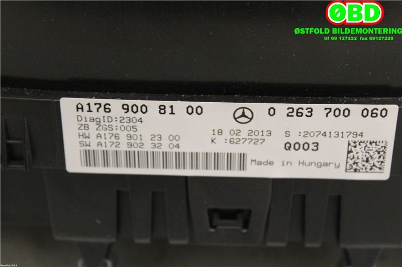 Instrumentpanel til Mercedes A-Klasse 2012-2018 (W176) (W176) (MERCEDES|A 176 900 81 00||1769008100)