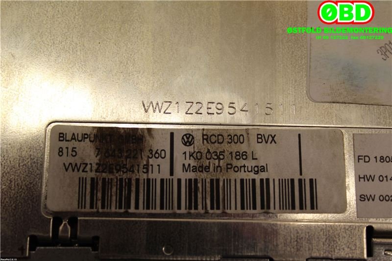 Bilstereo til VW Golf V, Combi 2003-2008 (VOLKSWAGEN||1K0035186L)