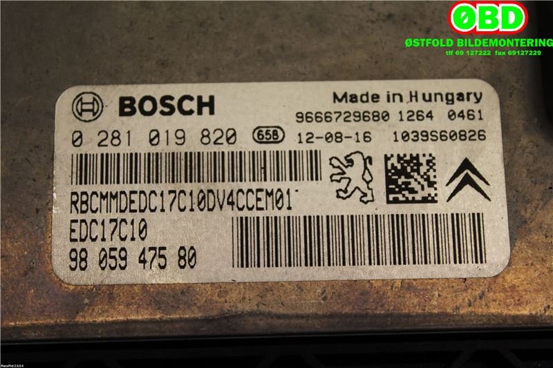 Styreenhet motor til Peugeot 208 2012-2019 (Type I)  (PEUGEOT|1608085180|0281019820|9805947580)