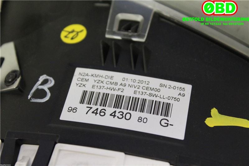 Instrumentpanel til Peugeot 208 2012-2019 (Type I)  (PEUGEOT|9674643080|9813869080)