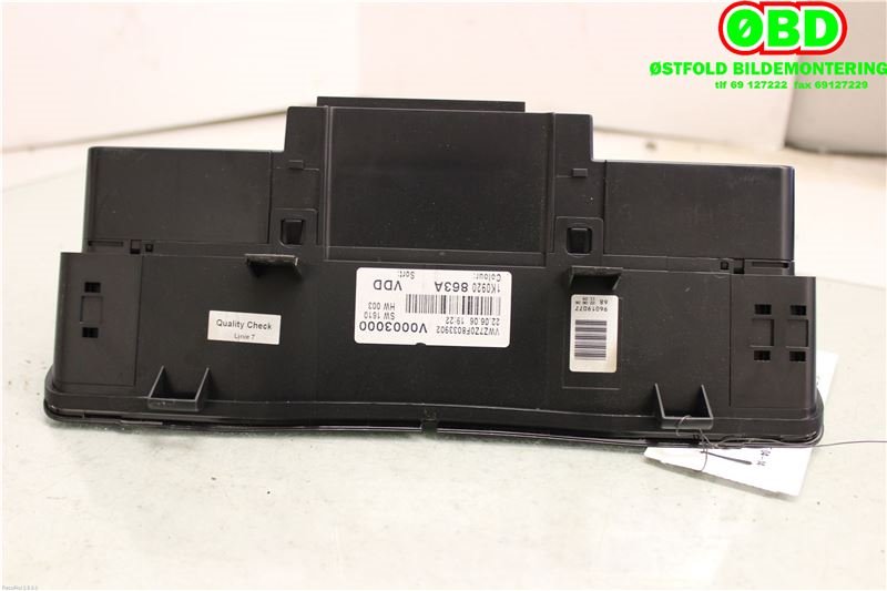 Instrumentpanel til VW Golf, Plus/Cross 2005-2009 (Fase 1)  (VOLKSWAGEN|1K0 920 863 AX||1K0920863A)