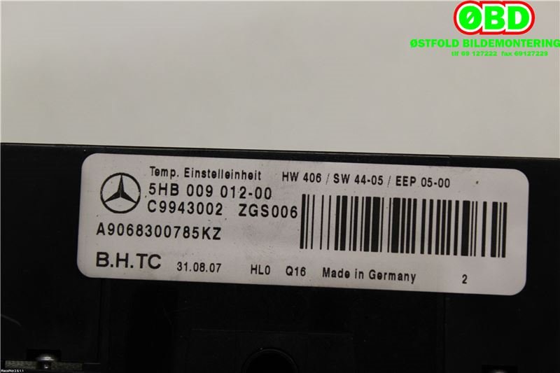 Varmeapparat betjening til Mercedes Sprinter 2006-2013 (Fase 1) (906) (906) (MERCEDES|A 906 830 07 85||9068300785)