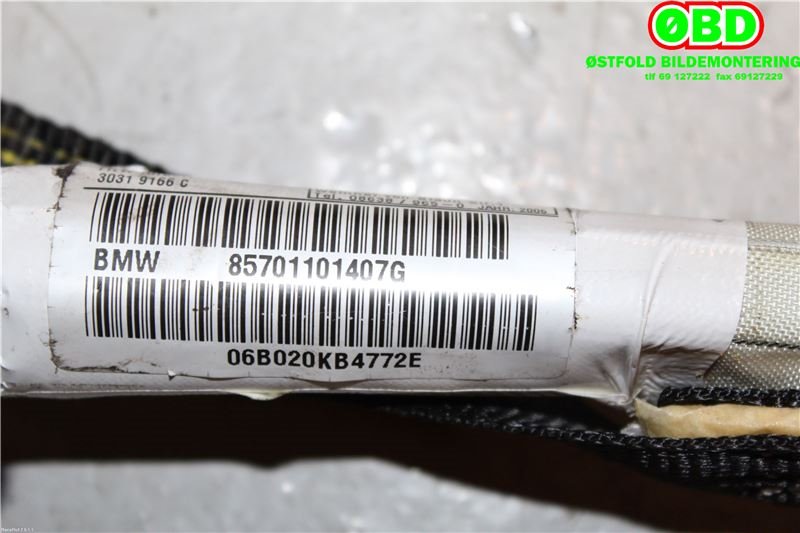Airbag gardin høyre til BMW 7-Serie 2000-2008 (E65/E66/E67/E88) (E65/E66/E67/E88) (BMW|72 12 9 143 352|)