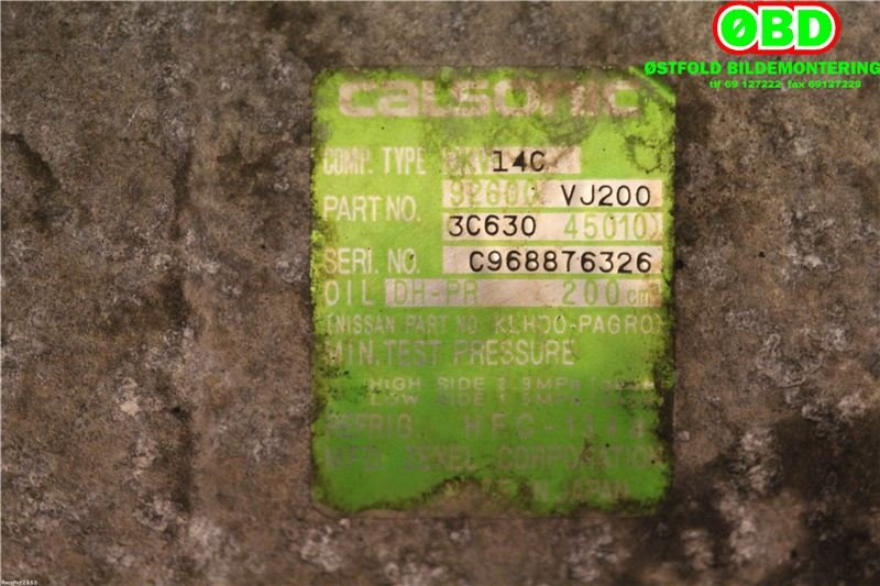 Aircondition kompressor til Nissan King Cab 1998-2001 (Fase 1) (D22) (D22) (NISSAN|92600VJ200|)