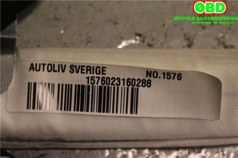 Airbag gardin høyre til Volvo V70 2000-2004 (Type II, Fase 1)  (VOLVO|8623492|)