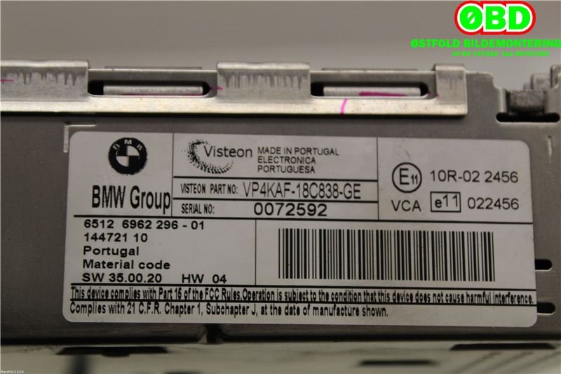 Bilstereo til BMW 3-Serie 2005-2011 (E90/E91/E92/E93) (E90/E91/E92/E93) (BMW|65126962296|)
