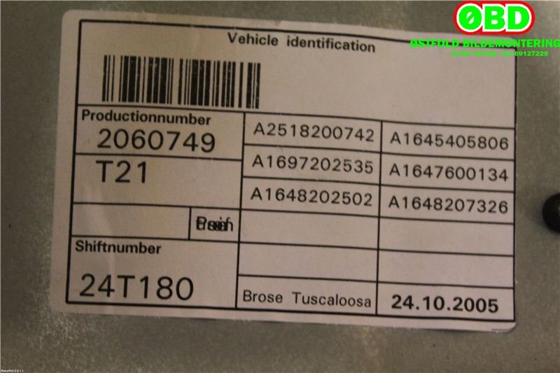 Ruteheis venstre foran til Mercedes ML 2005-2011 (W164) (W164) (MERCEDES|A 164 720 11 79|)