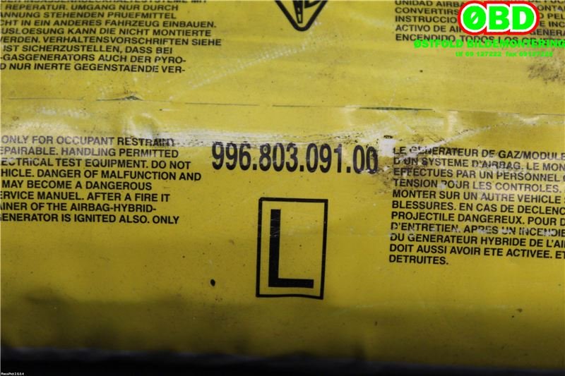 Airbag sidepute venstre til Porsche 911 1998-2005 (996) (996) (996 803 091 00||99680309100)