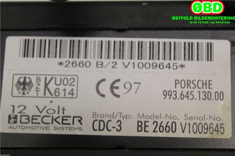 Bilstereo CD-veksler til Porsche 911 1998-2005 (996) (996) (|99364513000)