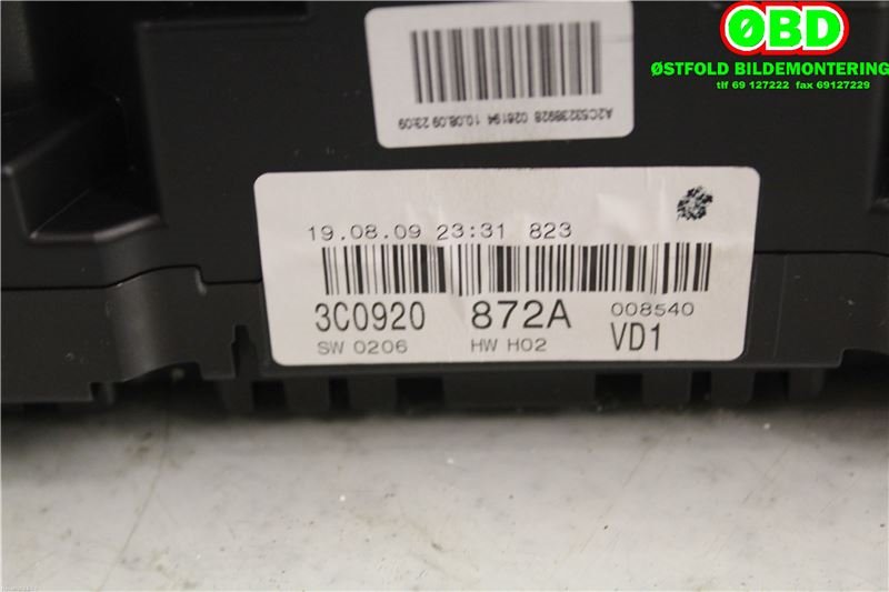 Instrumentpanel til VW Passat 2005-2010 (B6) (B6) (VOLKSWAGEN|3C0 920 872 A||3C0920872A)