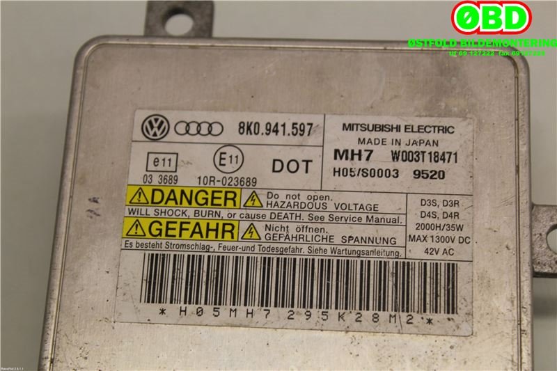 Styreenhet xenon/ballast til Audi A3 2003-2008 (Type II, Fase 1)  (8K0 941 597 E|W003T18471|8K0941597)