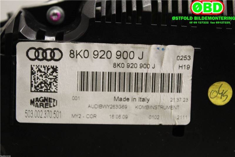 Instrumentpanel til Audi A4 2007-2014 (Type IV) (B8) (B8) (AUDI|8K0920900K||8K0920900J)
