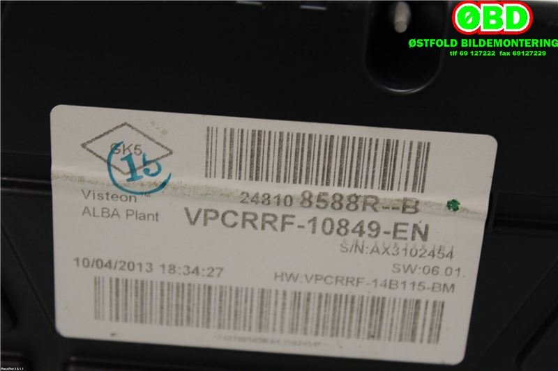 Instrumentpanel til Renault Clio 2012-2016 (Type IV, Fase 1)  (RENAULT|248101888R|248104862R|248108588R)