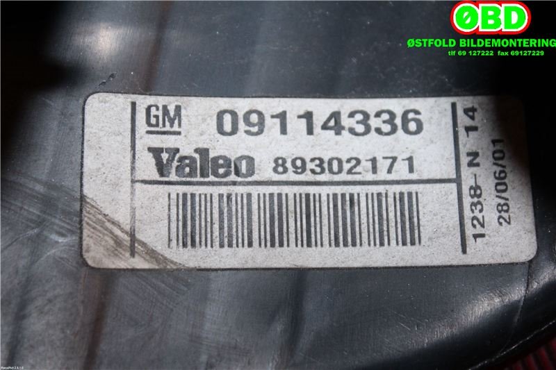 Baklykt venstre til Opel Corsa C 2000-2006  (OPEL|9196363|1222000|9114336)