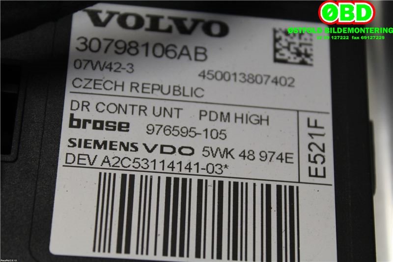 Ruteheis høyre foran til Volvo C30 2006-2009 (Fase 1)  (VOLVO|30784510|)