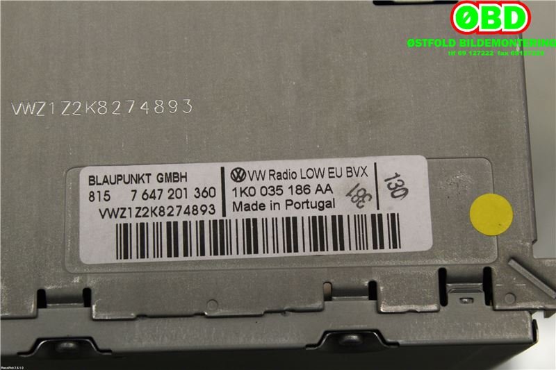 Bilstereo til VW Amarok 2010-2016 (Type I, Fase 1)  (1K0 057 187 AX||1K0035186AA)
