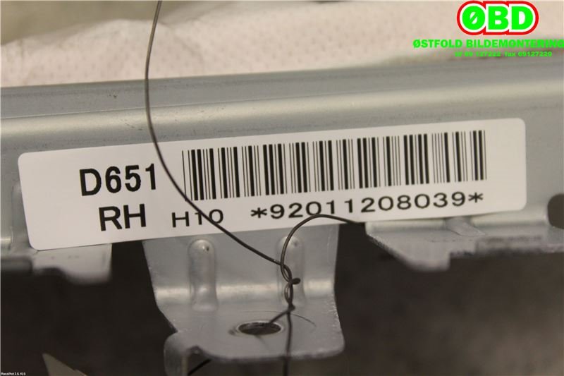 Airbag gardin høyre til Mazda 2 2011-2014 (Type II, Fase 2) (MAZDA|D65157KM0E|)