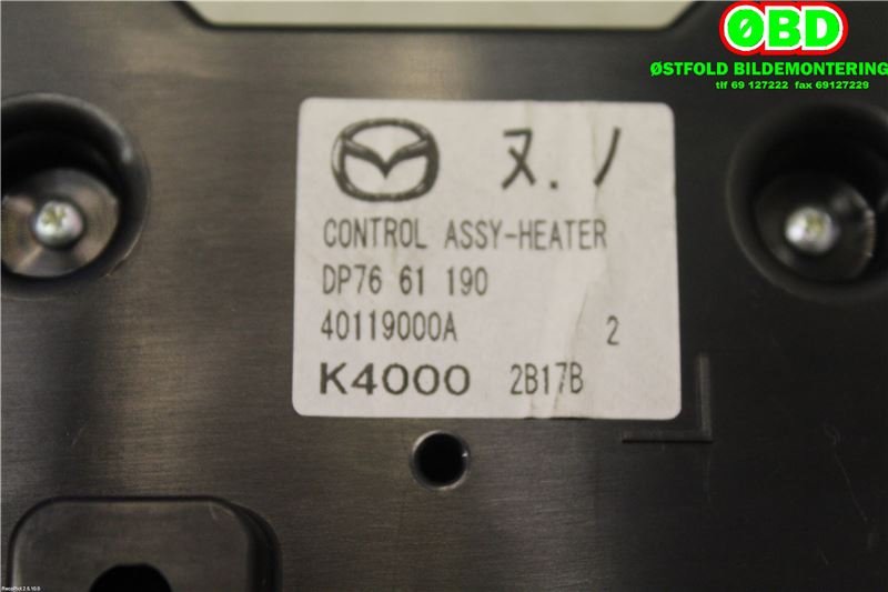 Varmeapparat betjening til Mazda 2 2011-2014 (Type II, Fase 2) (MAZDA|DP7661190|)