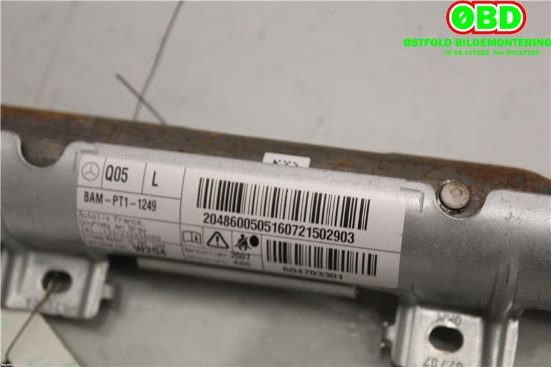 Airbag gardin høyre til Mercedes C-Klasse 2007-2011 (Fase 1) (W204) (W204) (MERCEDES|A 204 860 06 05||2048600505)