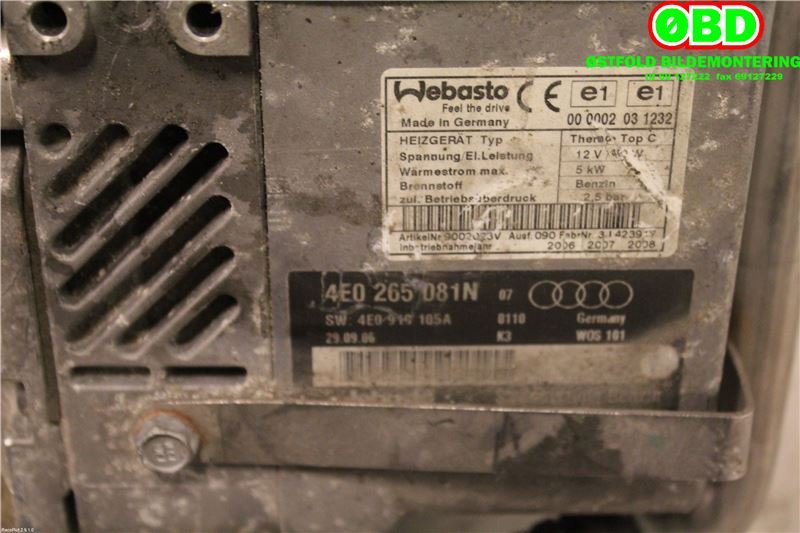 Bensinvarmer til Audi A8 2003-2010 (Type II)  (AUDI|4E0265105L|4E0265105M|4E0265081N)