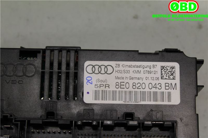 Varmeapparat betjening til Audi A4 2004-2008 (Type III) (B7) (B7) (AUDI|8E0820043BM|)