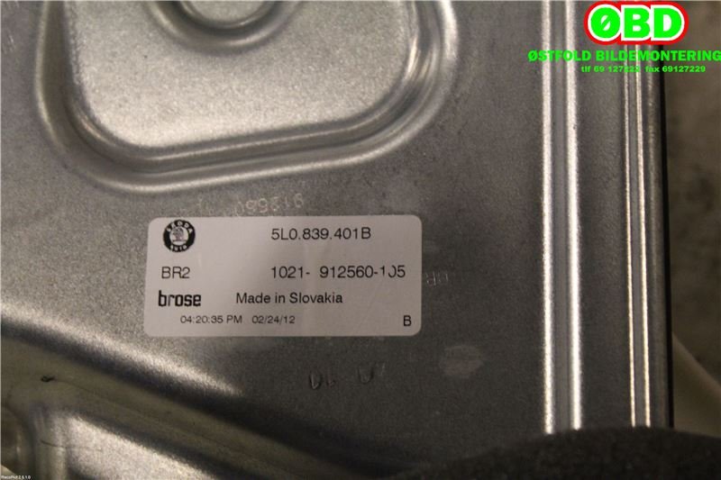Ruteheis venstre bak til Škoda Yeti 2009-2013 (Fase 1)  (SKODA|5L0 839 461 A|)