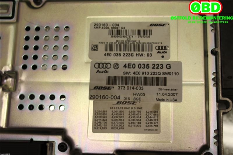 Bilstereo forsterker til Audi A8 2003-2010 (Type II)  (AUDI|4E0 910 223 P||4E0910223Q)