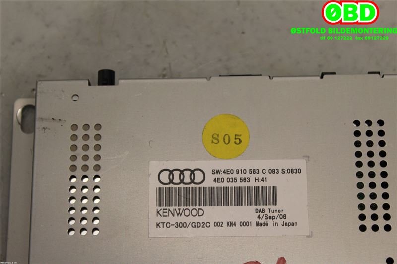 Bilstereo diverse til Audi A8 2003-2010 (Type II)  (AUDI|4E0 910 563 C||4E0910563C)