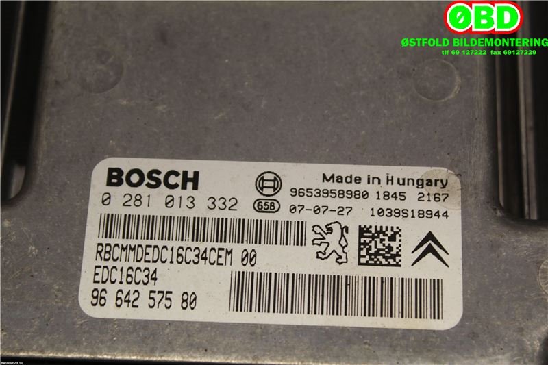 Styreenhet motor til Peugeot 407 2004-2010  (PEUGEOT|1943NX|0281013332|9664257580)