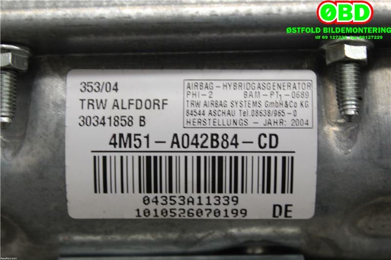Airbag passasjer til Ford Focus 2004-2007 (Type II, Fase 1) (FORD|1337463||4M51A042B84CD)