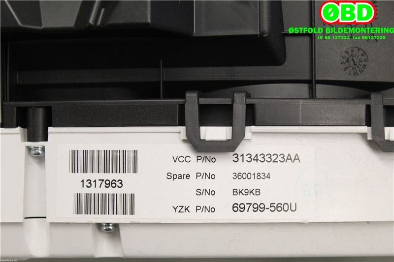 Instrumentpanel til Volvo V60 2010-2013 (Type I, Fase 1)  (VOLVO||31343323AA)