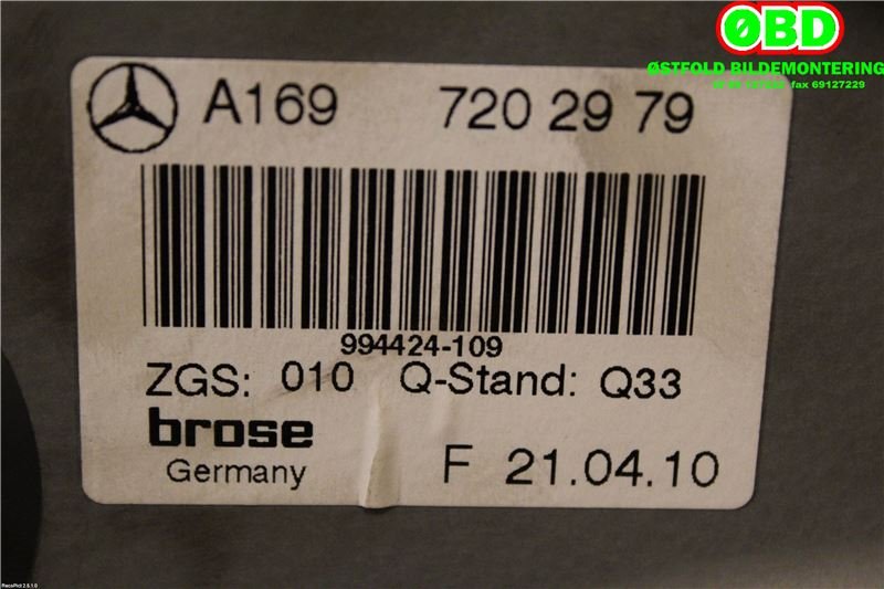 Ruteheis til Mercedes B-Klasse 2008-2011 (Fase 2) (W245) (W245) (MERCEDES|A 169 720 07 79|A 169 720 31 79|)