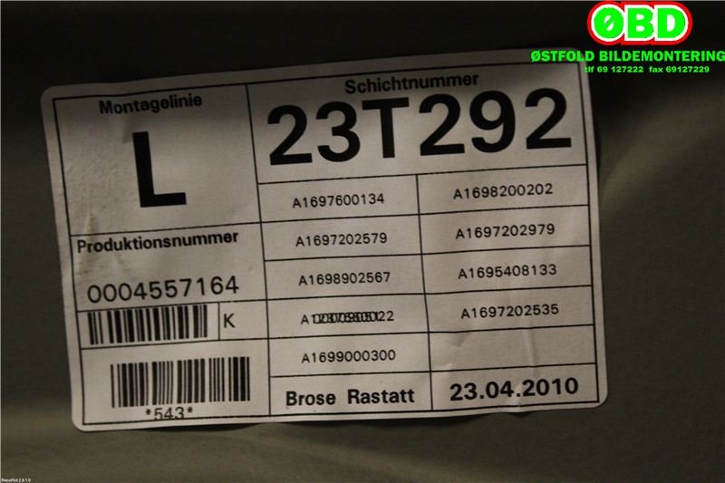 Ruteheis til Mercedes B-Klasse 2008-2011 (Fase 2) (W245) (W245) (MERCEDES|A 169 720 07 79|A 169 720 31 79|)