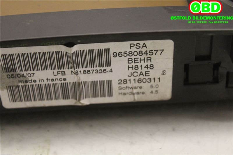 Varmeapparat betjening til Citroën C4 2004-2011 (Type I)  (1.6 HDI 9HZ|6451SN|9658084577)