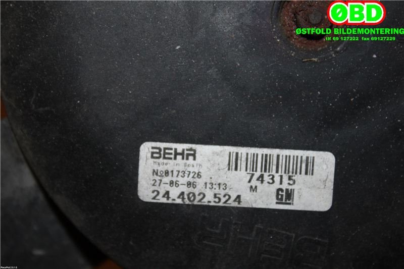 Kjølevifte til Opel Combo C 2002-2011  (OPEL|24402524|1341337|74315)