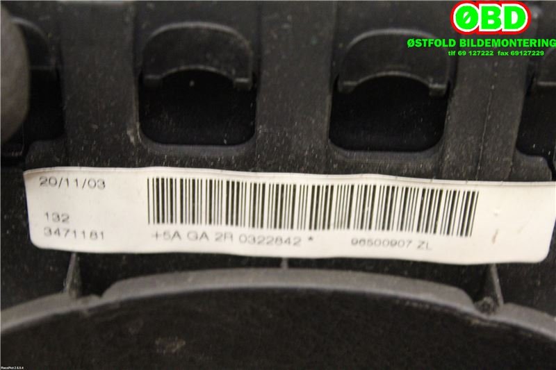 Airbag rattpute til Peugeot 307 2005-2008 (Fase 2)  (|96500907ZL)