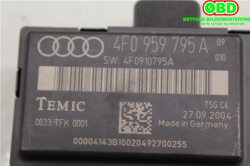 Styreenhet dør venstre foran til Audi A6 2005-2008 (Type III, Fase 1) (C6) (C6) (AUDI|4F0 959 795||4F0959795A)