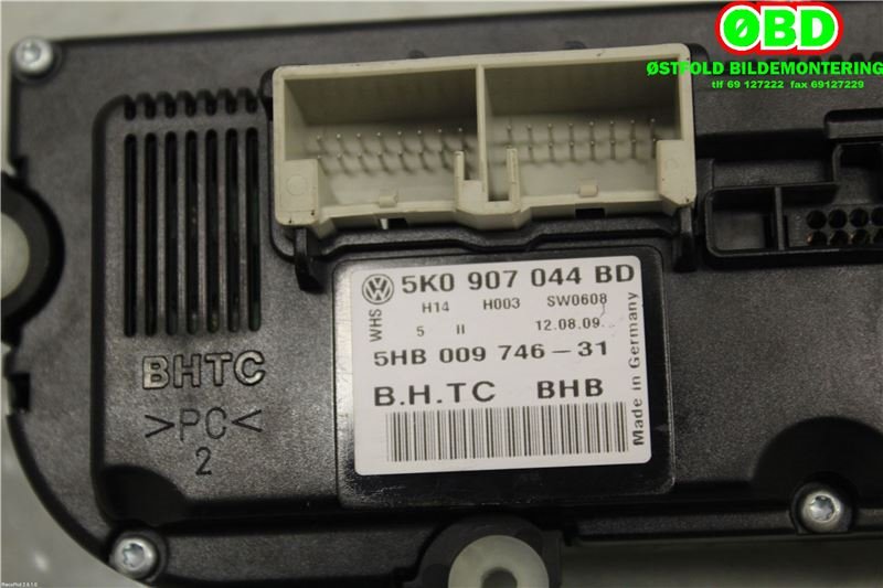 Varmeapparat betjening til VW Golf VI 2008-2012  (VOLKSWAGEN|5K0 907 044 BT||5K0907044BD)