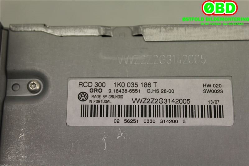 Bilstereo til VW Passat 2005-2010 (B6) (B6) (VOLKSWAGEN||1K0035186T)